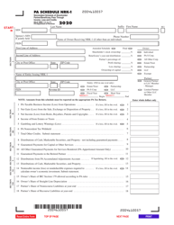 Form PA-41 Schedule NRK-1 &quot;Nonresident Schedule of Shareholder/Partner/Beneficiary Pass Through Income, Loss and Credits&quot; - Pennsylvania, 2020