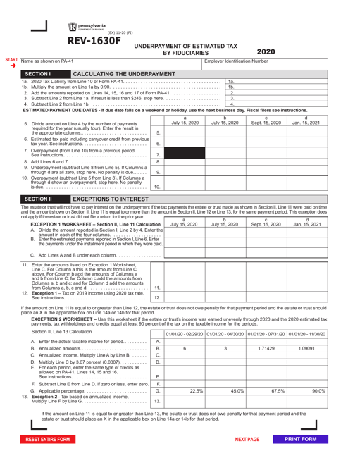 Form REV-1630F 2020 Printable Pdf