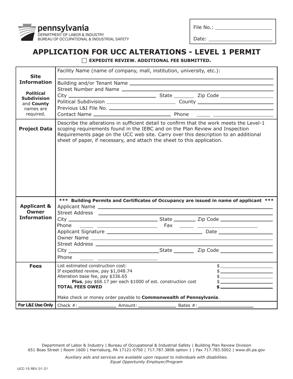Form UCC15 Fill Out, Sign Online and Download Fillable PDF