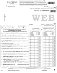 Form F-1 &quot;Taxpayer Annual Local Earned Income Tax Return&quot; - Pennsylvania