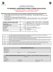 Document preview: Form PFBC-L-119 Pa Resident Landowner Fishing License Application - Pennsylvania