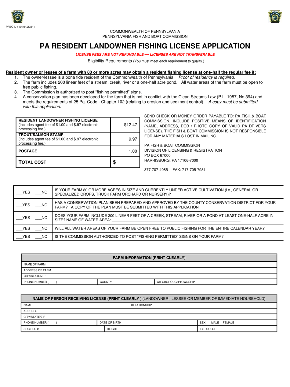 Form Pfbc-l-119 Download Printable Pdf Or Fill Online Pa Resident 