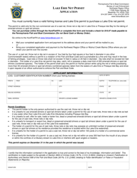 Document preview: Form PFBC-170 Lake Erie Net Permit Application - Pennsylvania