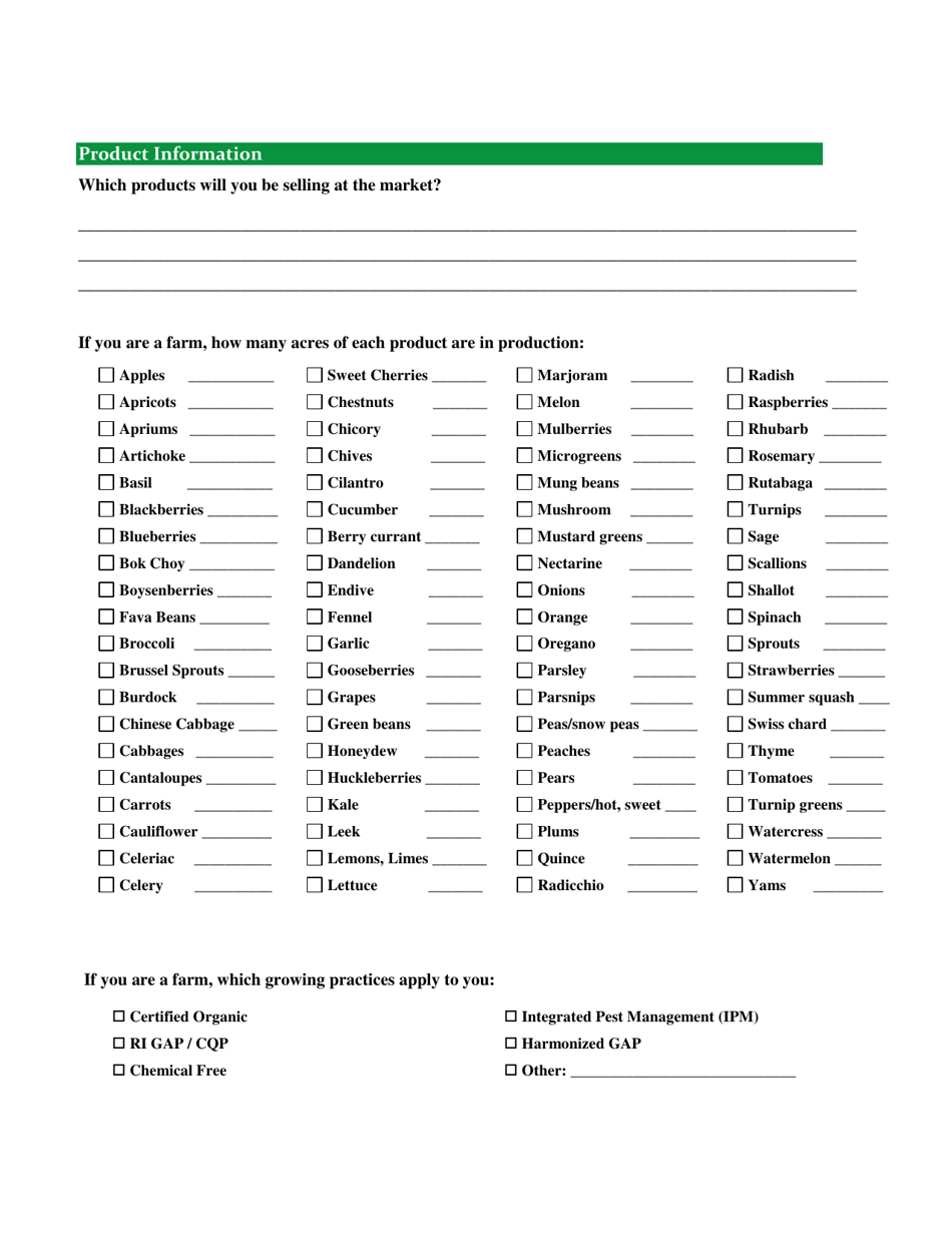 Farmers Market Application - Rhode Island, Page 2