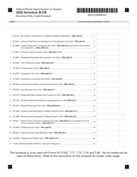 Document preview: Addendum B-CR Business Entity Credit Schedule - Rhode Island