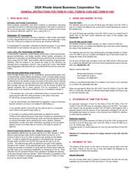 Document preview: Instructions for Form RI-1120C, RI-1120S, RI-1065 - Rhode Island