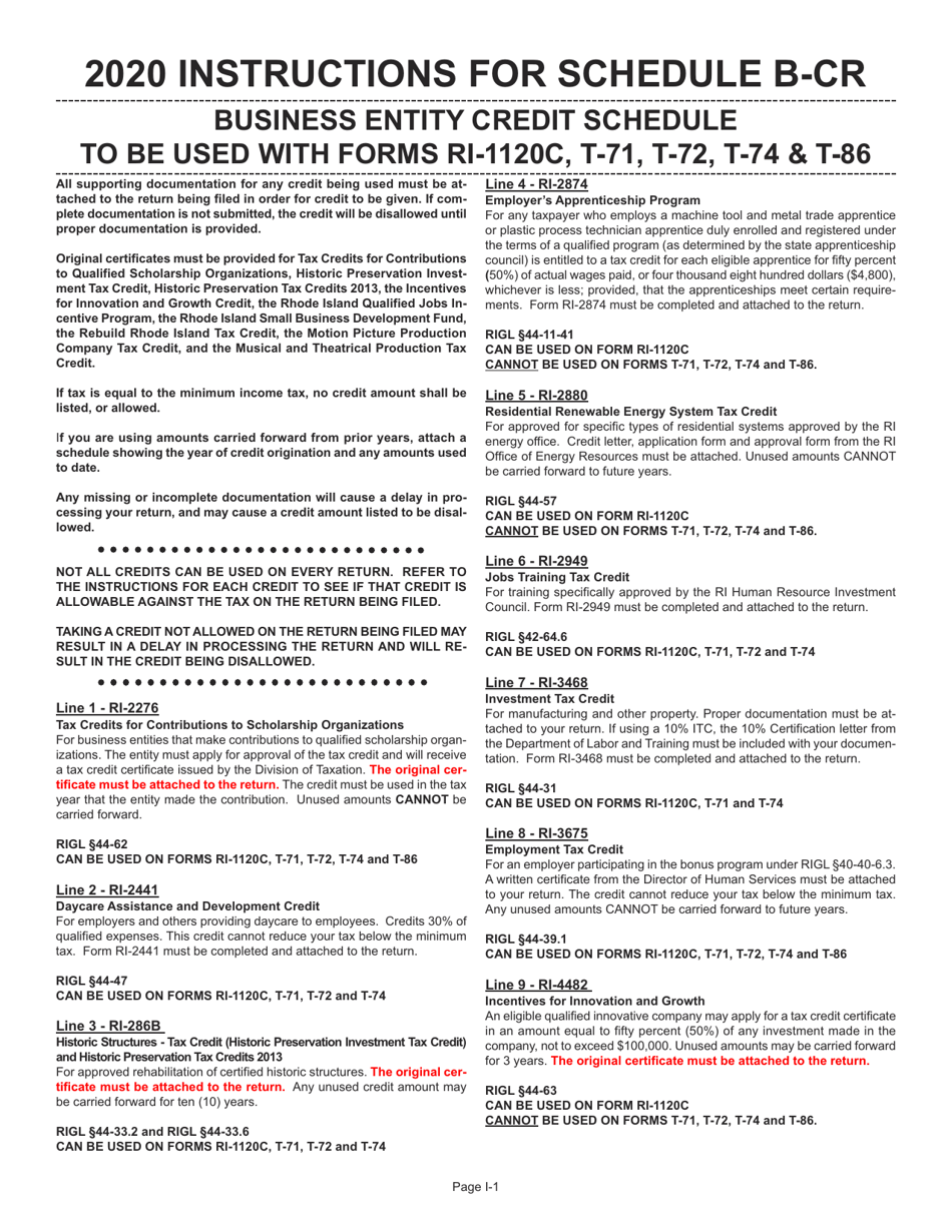 Download instructions for schedule b cr business entity credit schedule