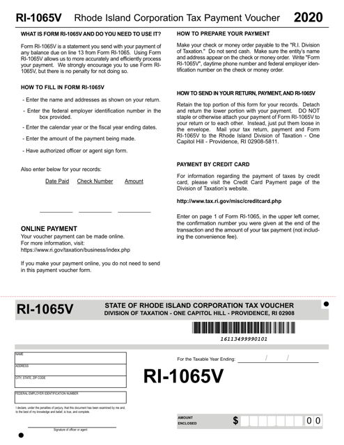 Form RI-1065V 2020 Printable Pdf