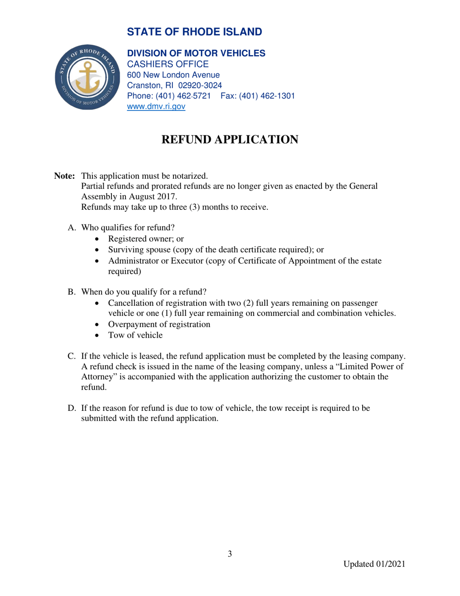 Refund Application - Rhode Island, Page 3