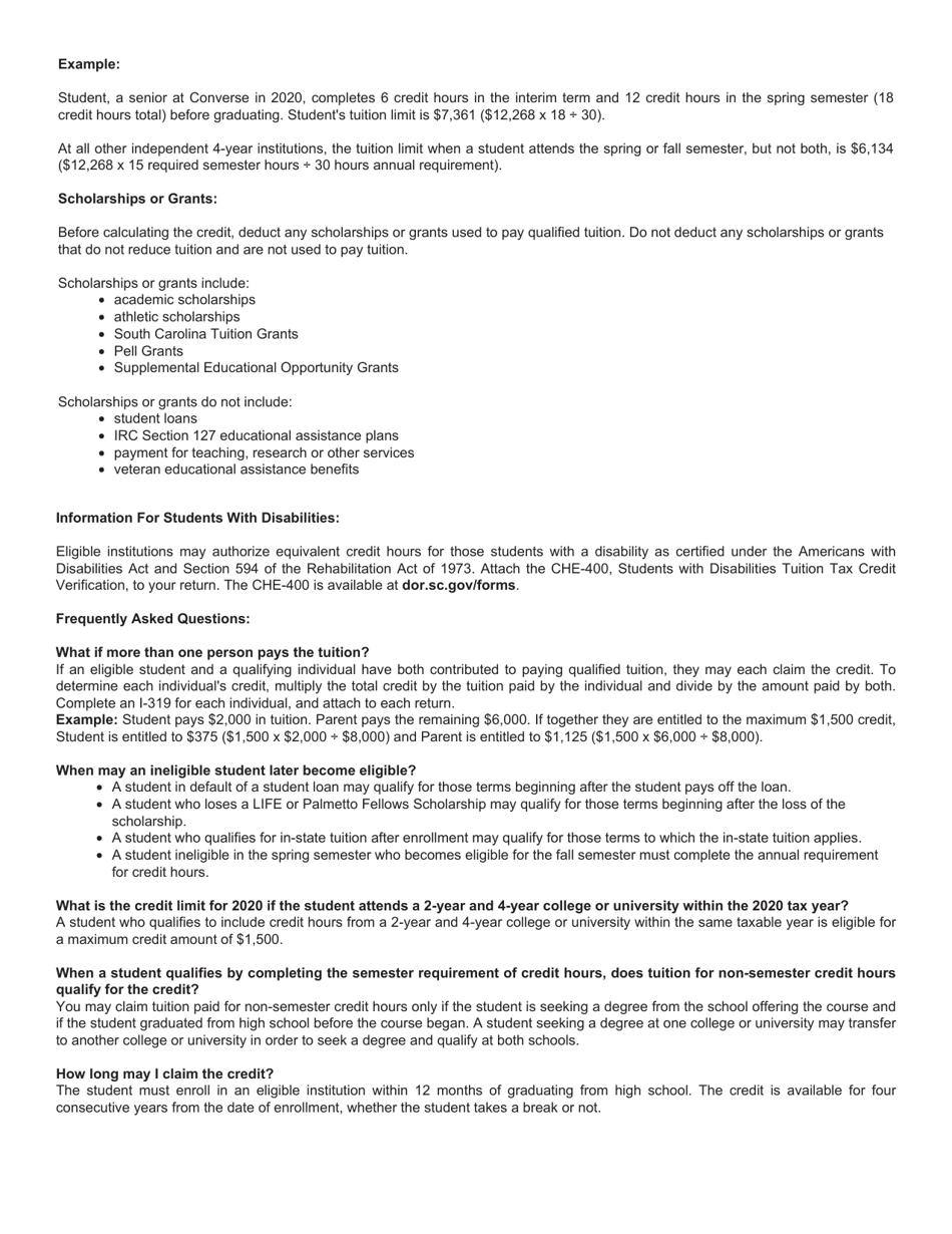Form I-319 Tuition Tax Credit - South Carolina, Page 4