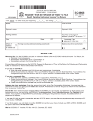 Form SC4868 &quot;Request for Extension of Time to File&quot; - South Carolina, 2020