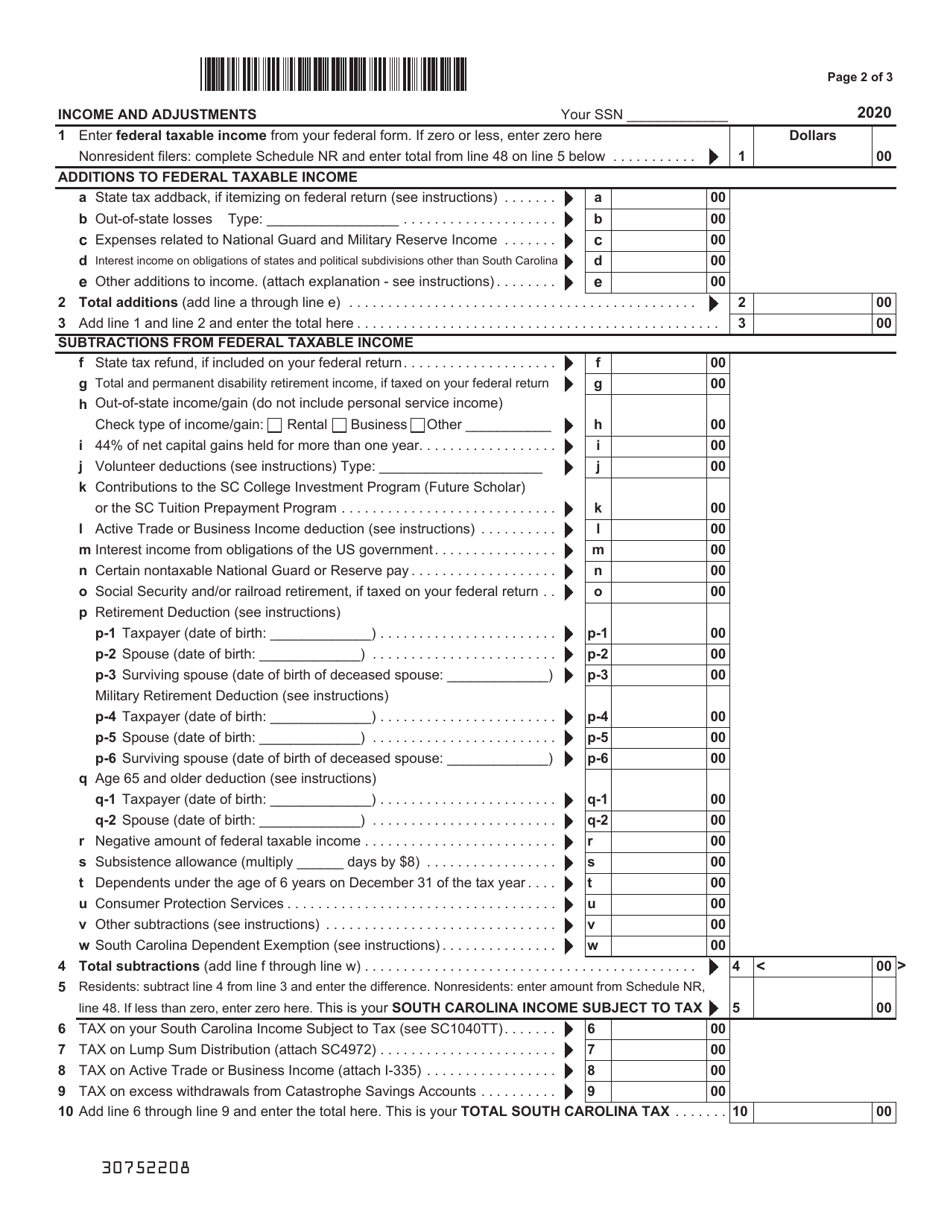 form-sc1040-download-printable-pdf-or-fill-online-individual-income-tax-return-2020-south