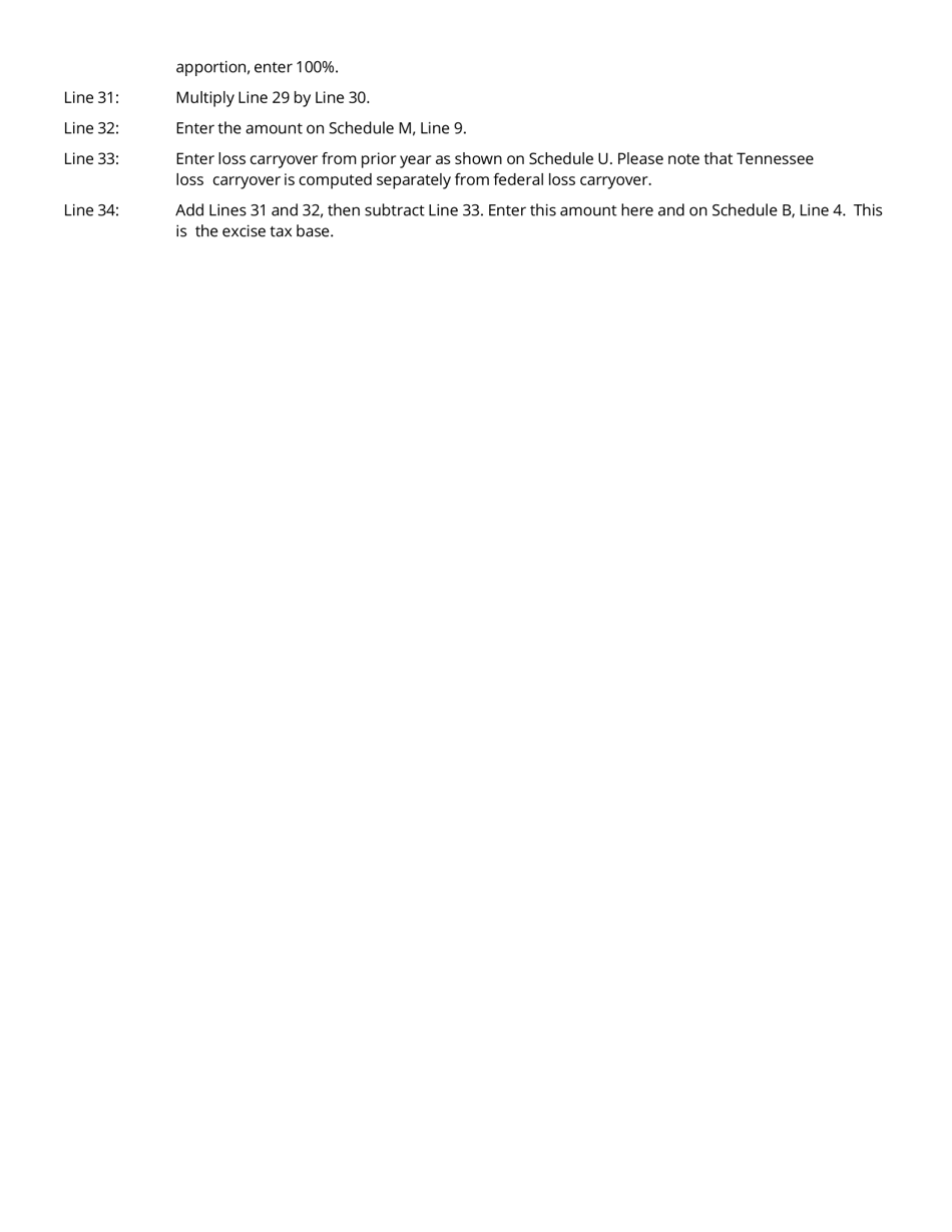Instructions for Form FAE170, RV-R0011001 Franchise and Excise Tax Return - Tennessee, Page 10
