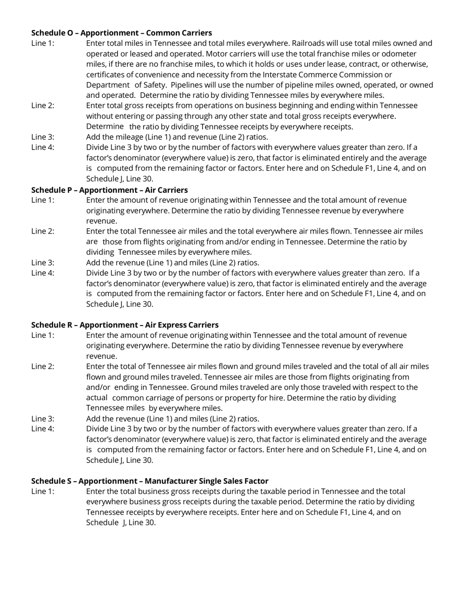 Instructions for Form FAE170, RV-R0011001 Franchise and Excise Tax Return - Tennessee, Page 13