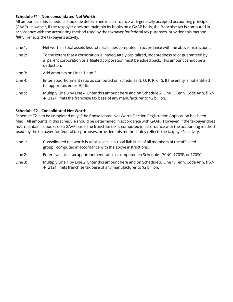 Instructions for Form FAE170, RV-R0011001 Franchise and Excise Tax Return - Tennessee, Page 4