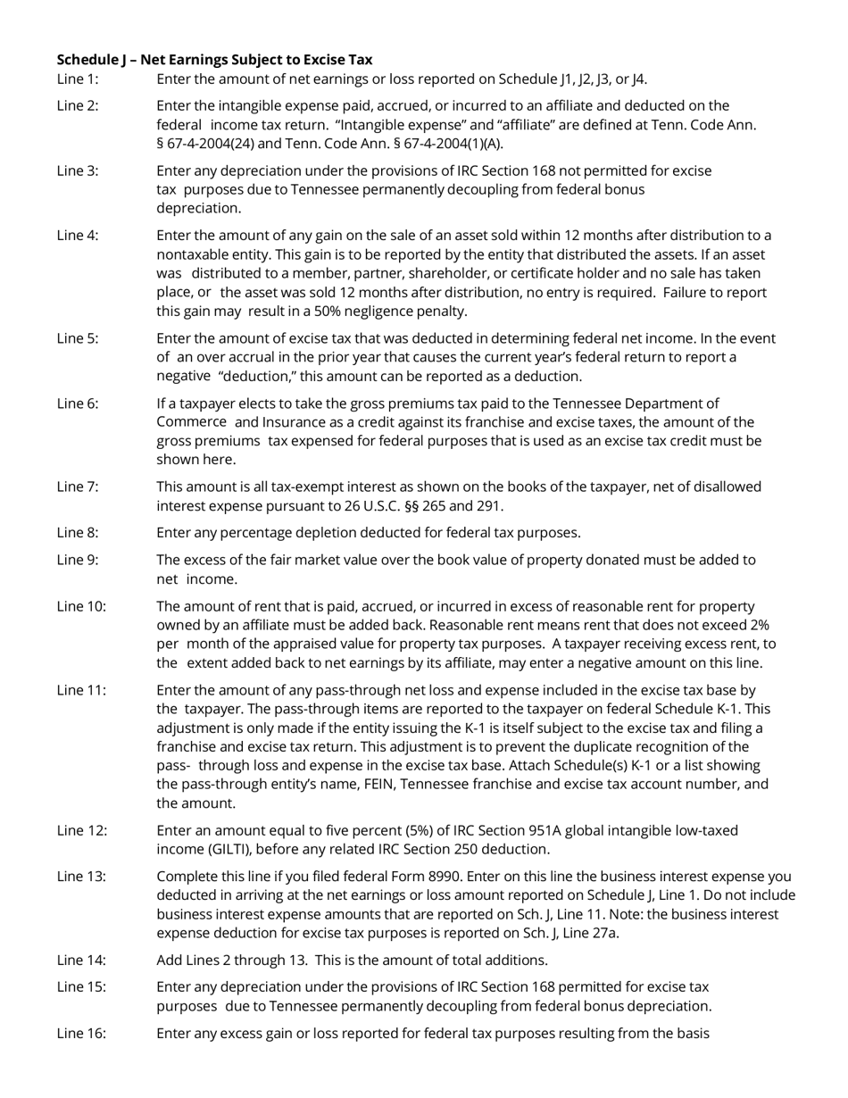 Instructions for Form FAE170, RV-R0011001 Franchise and Excise Tax Return - Tennessee, Page 8