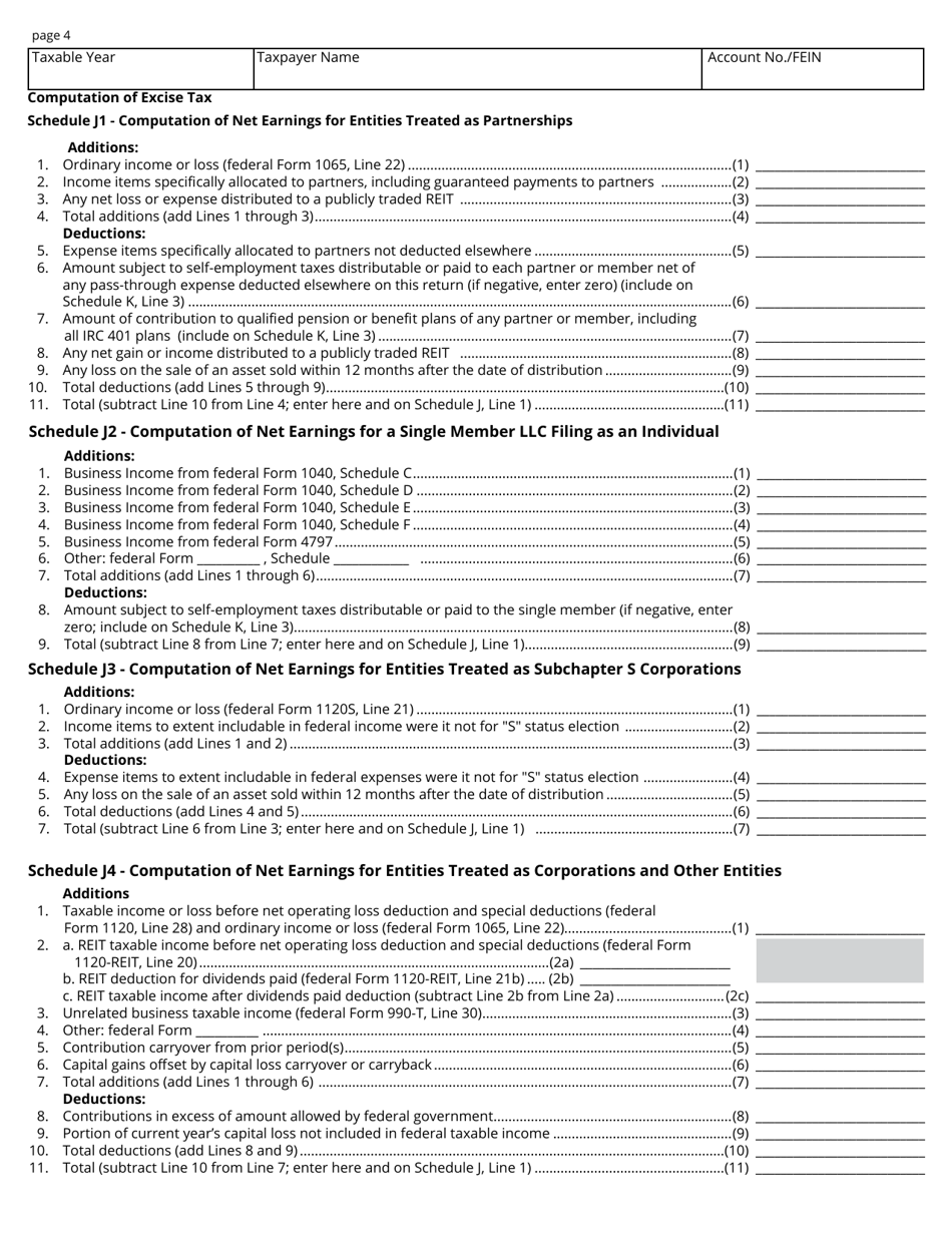 Form FAE174 (RV-R0012001) Franchise and Excise Financial Institution and Captive Real Estate Investment Trust Tax Return - Tennessee, Page 4