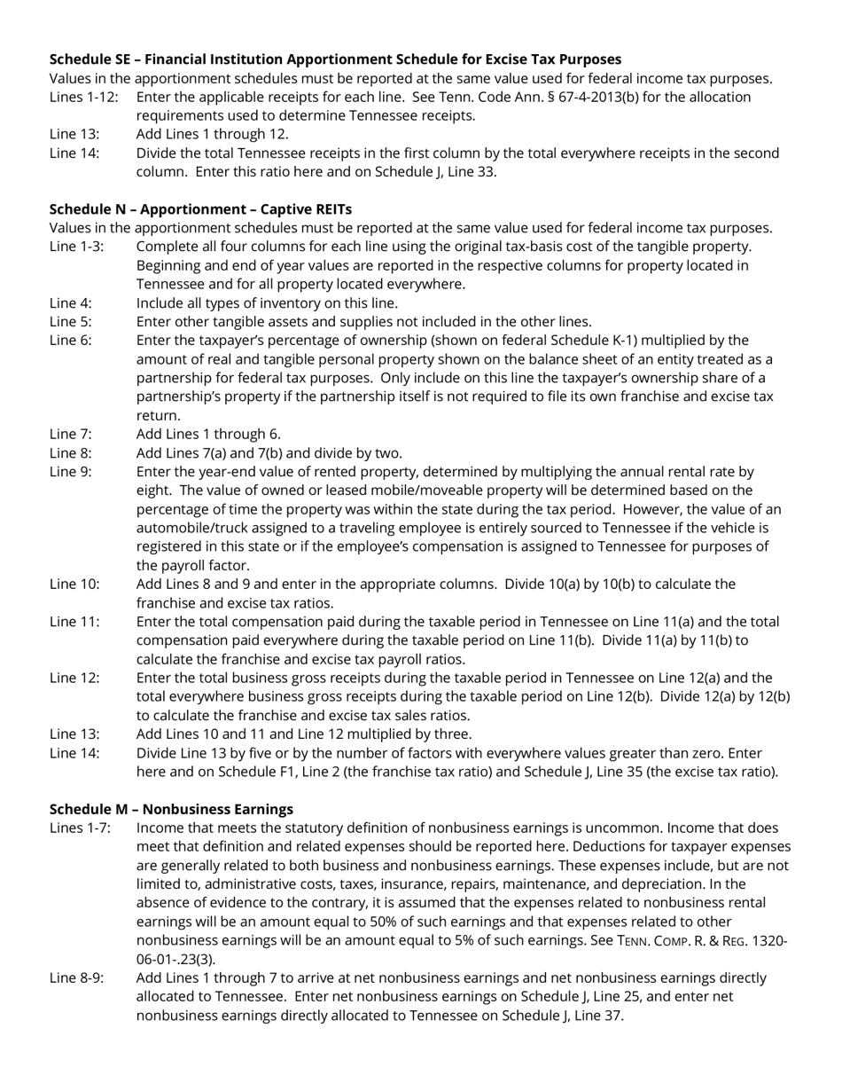 Instructions for Form FAE174, RV-R0012001 Franchise and Excise Financial Institution and Captive Real Estate Investment Trust Tax Return - Tennessee, Page 11