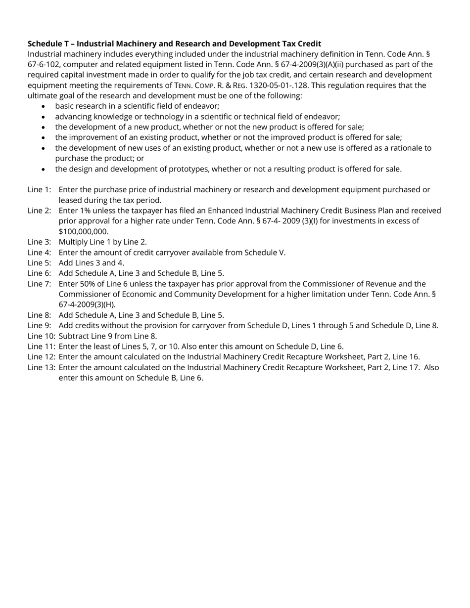 Instructions for Form FAE174, RV-R0012001 Franchise and Excise Financial Institution and Captive Real Estate Investment Trust Tax Return - Tennessee, Page 12
