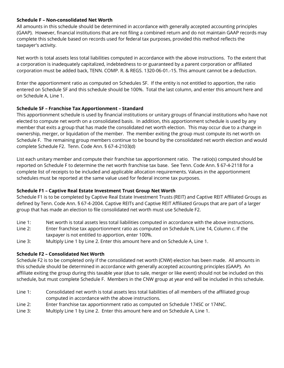 Instructions for Form FAE174, RV-R0012001 Franchise and Excise Financial Institution and Captive Real Estate Investment Trust Tax Return - Tennessee, Page 4