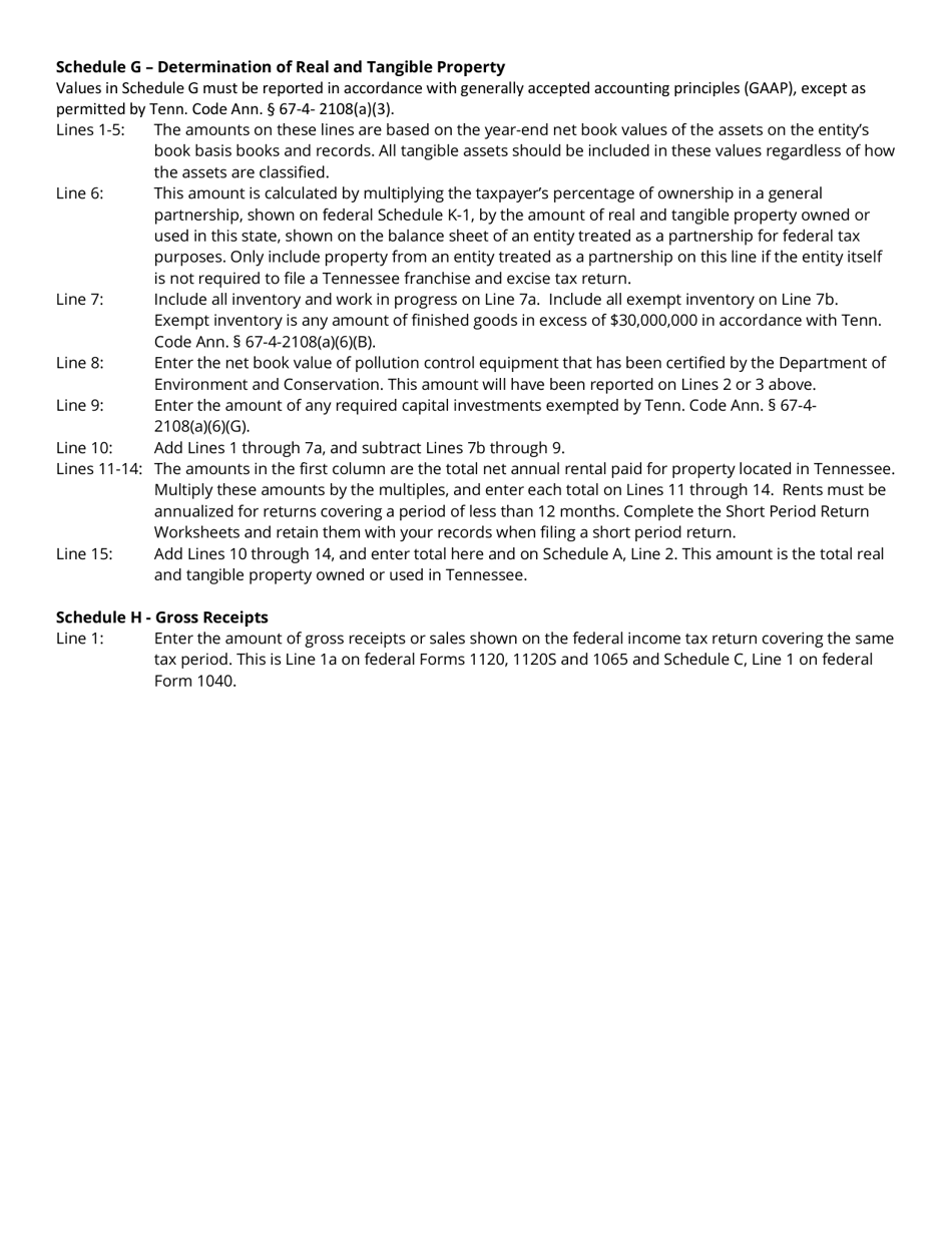 Instructions for Form FAE174, RV-R0012001 Franchise and Excise Financial Institution and Captive Real Estate Investment Trust Tax Return - Tennessee, Page 5