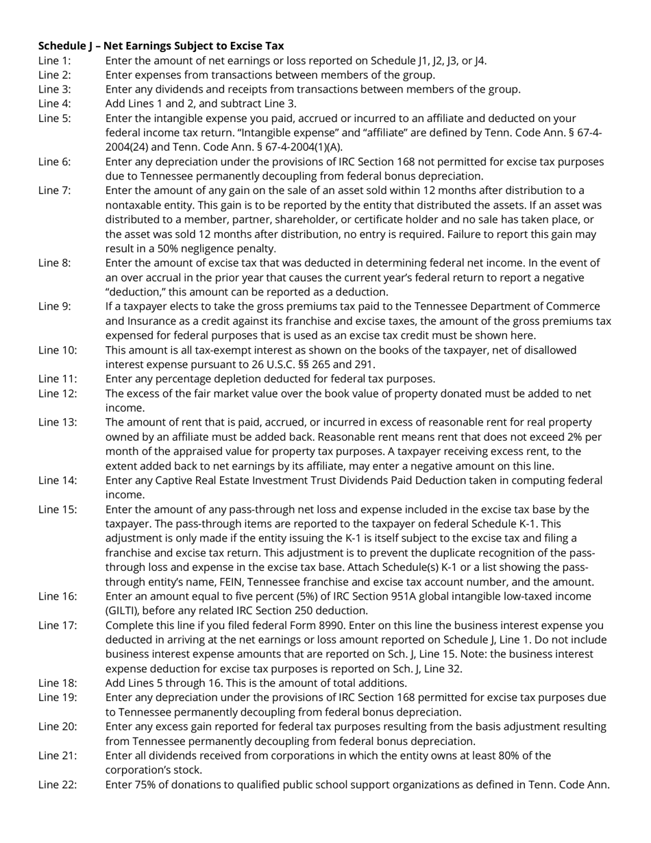 Instructions for Form FAE174, RV-R0012001 Franchise and Excise Financial Institution and Captive Real Estate Investment Trust Tax Return - Tennessee, Page 8