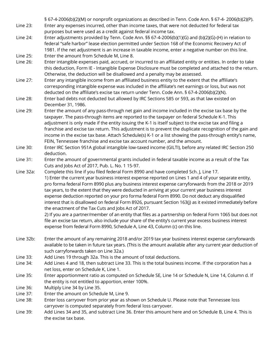 Instructions for Form FAE174, RV-R0012001 Franchise and Excise Financial Institution and Captive Real Estate Investment Trust Tax Return - Tennessee, Page 9