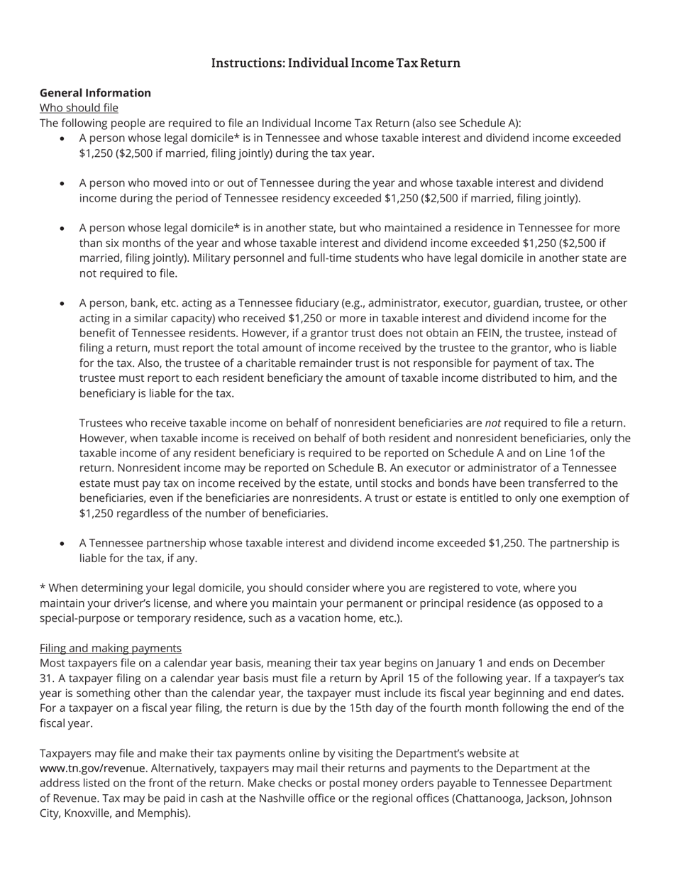 Form INC250 (RV-R0003501) Individual Income Tax Return - Tennessee, Page 3