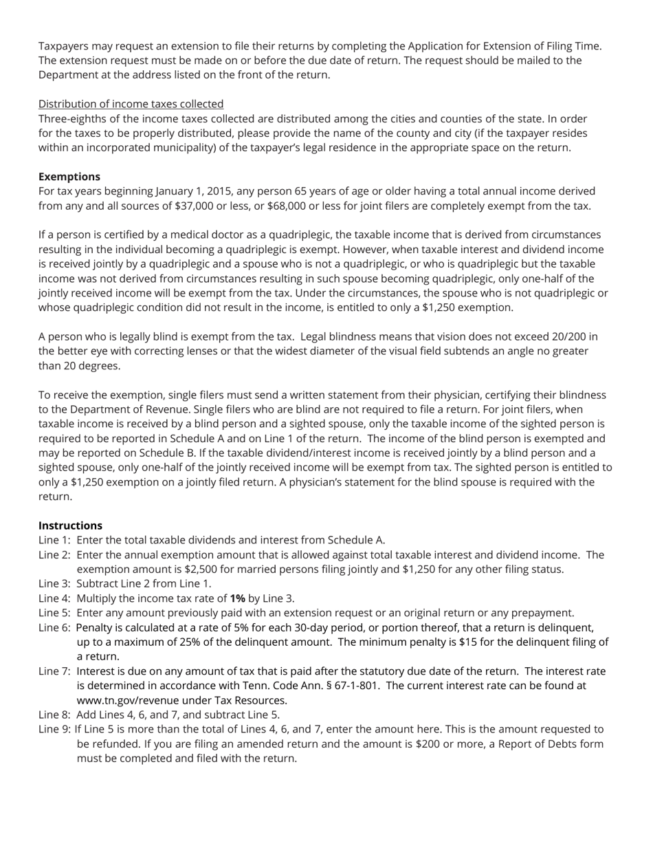Form INC250 (RV-R0003501) Individual Income Tax Return - Tennessee, Page 4