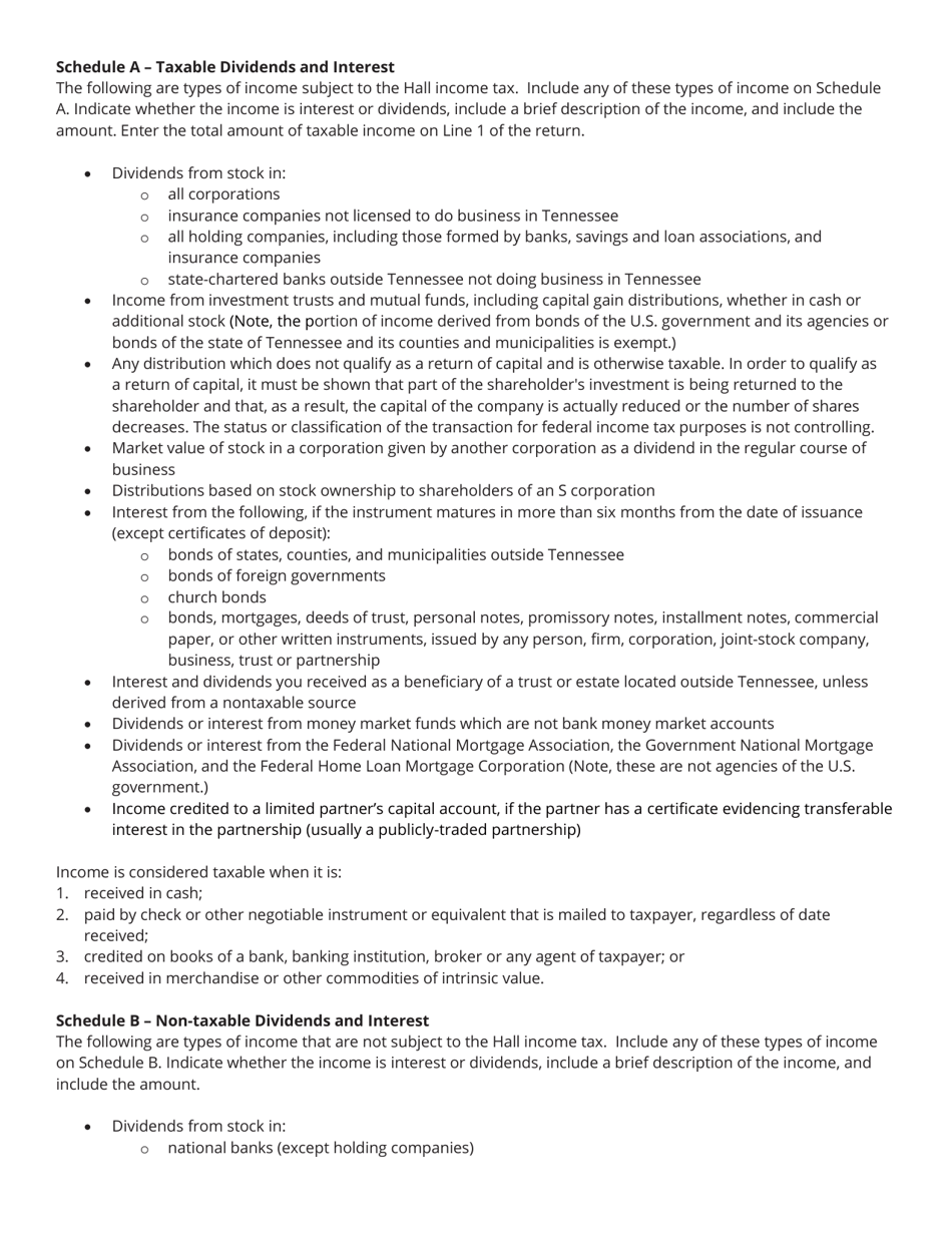 Form INC250 (RV-R0003501) Individual Income Tax Return - Tennessee, Page 5