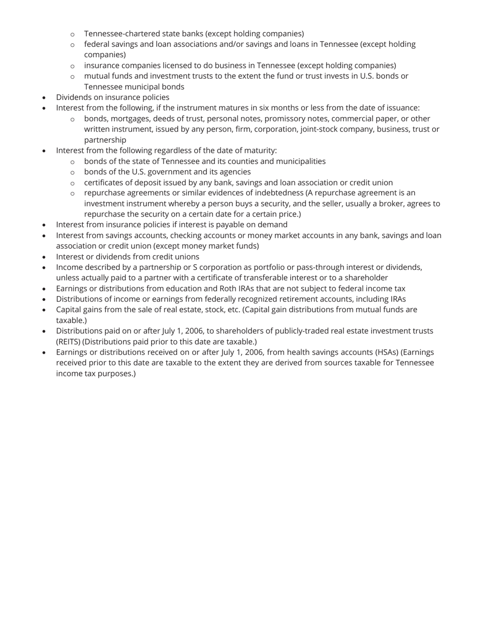 Form INC250 (RV-R0003501) Individual Income Tax Return - Tennessee, Page 6