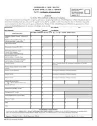 Form MCH213G School Entrance Health Form - Virginia, Page 2