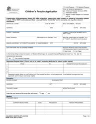 Document preview: DSHS Form 15-387 Children's Respite Application - Washington