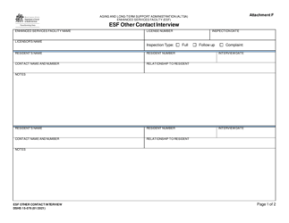Document preview: DSHS Form 15-576 Attachment F Esf Other Contact Interview - Washington