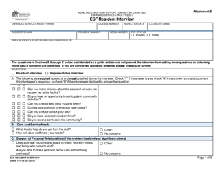 Document preview: DSHS Form 15-575 Attachment E Esf Resident Interview - Washington