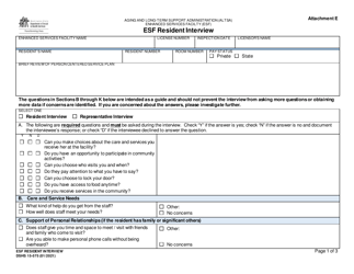 DSHS Form 15-575 Attachment E Esf Resident Interview - Washington