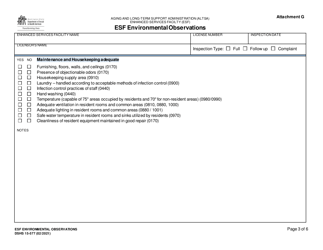 DSHS Form 15-577 Attachment G Esf Environmental Observations - Washington, Page 3