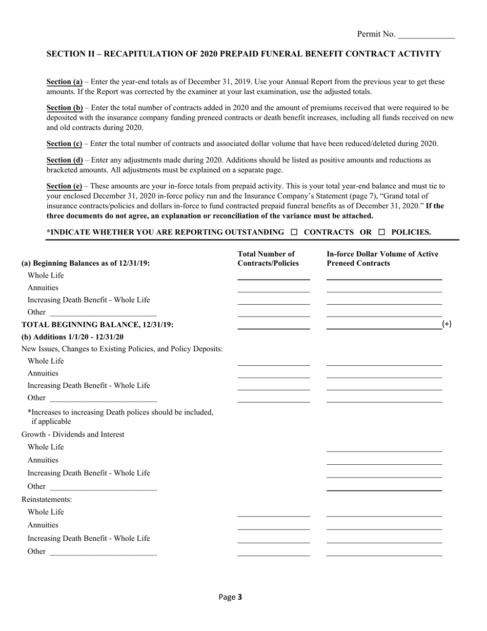 Annual Report of Activity for Insurance-Funded Permit - Texas, Page 3