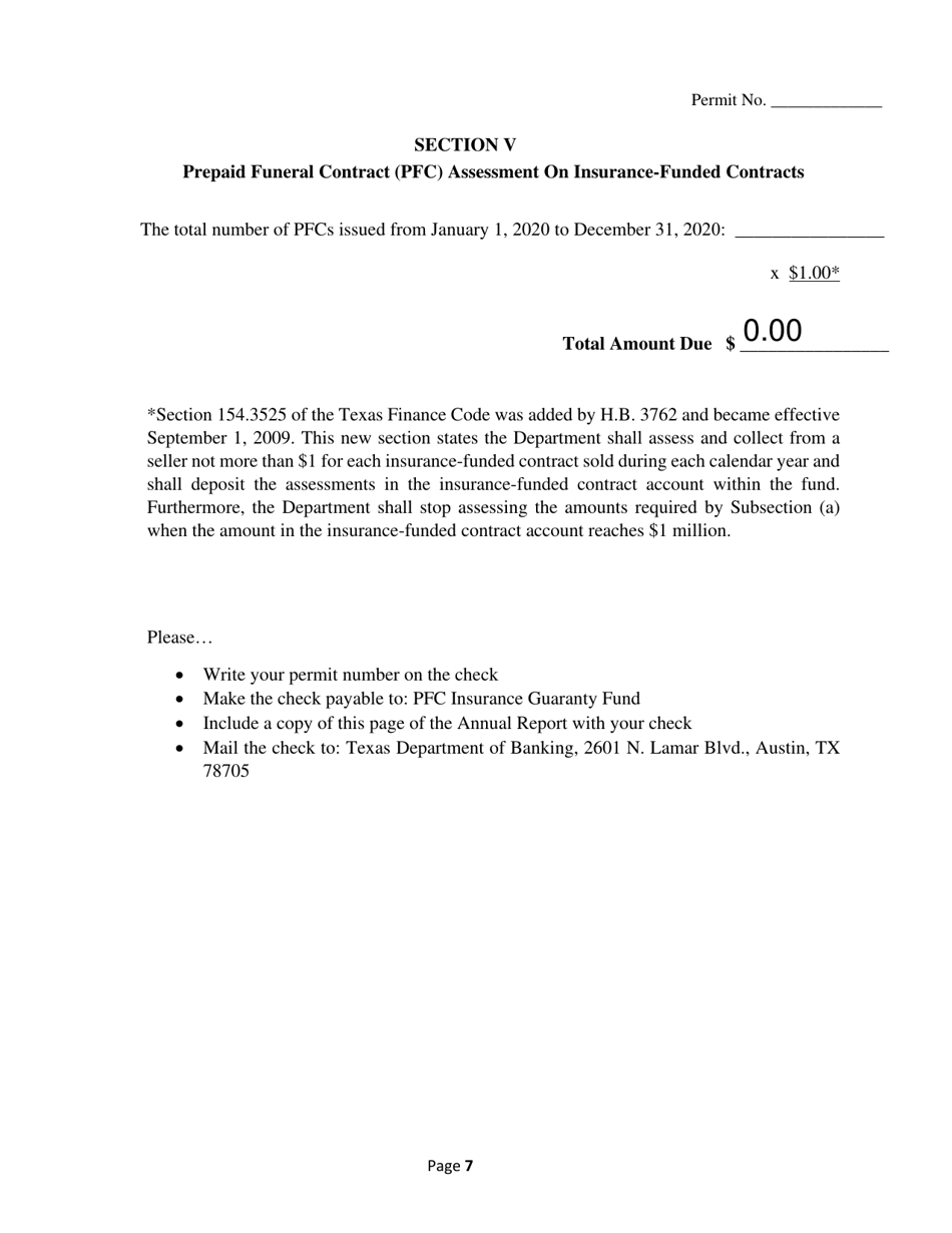 Annual Report of Activity for Insurance-Funded Permit - Texas, Page 7