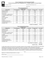 Form TCEQ-20543 Commercial Hazardous Waste Management Fees - Monthly Summary &amp; Payment Report - Texas