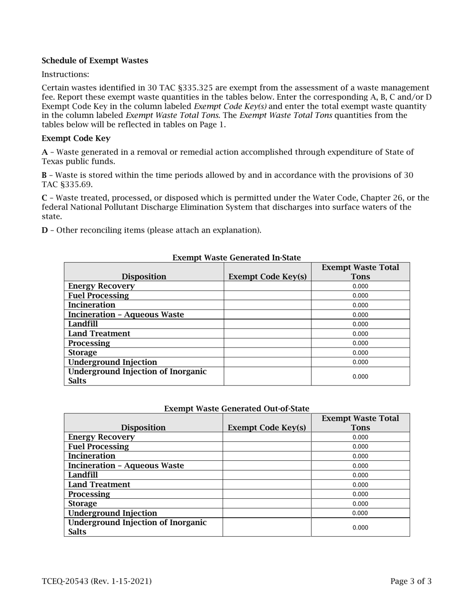 Form TCEQ-20543 Commercial Hazardous Waste Management Fees - Monthly Summary  Payment Report - Texas, Page 3