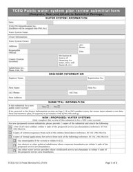 Document preview: Form TCEQ-10233 Tceq Public Water System Plan Review Submittal Form - Texas