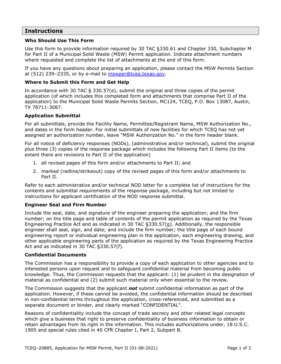 Form TCEQ-20885 Part II Application Form for New Permit or Permit Amendment for a Municipal Solid Waste Landfill Facility - Texas, Page 17