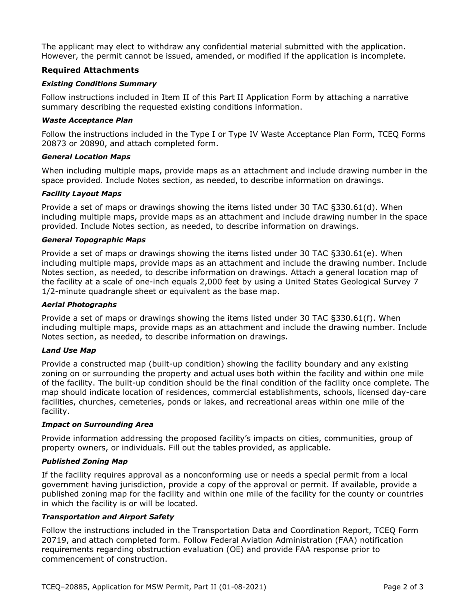 Form TCEQ-20885 Part II Application Form for New Permit or Permit Amendment for a Municipal Solid Waste Landfill Facility - Texas, Page 18