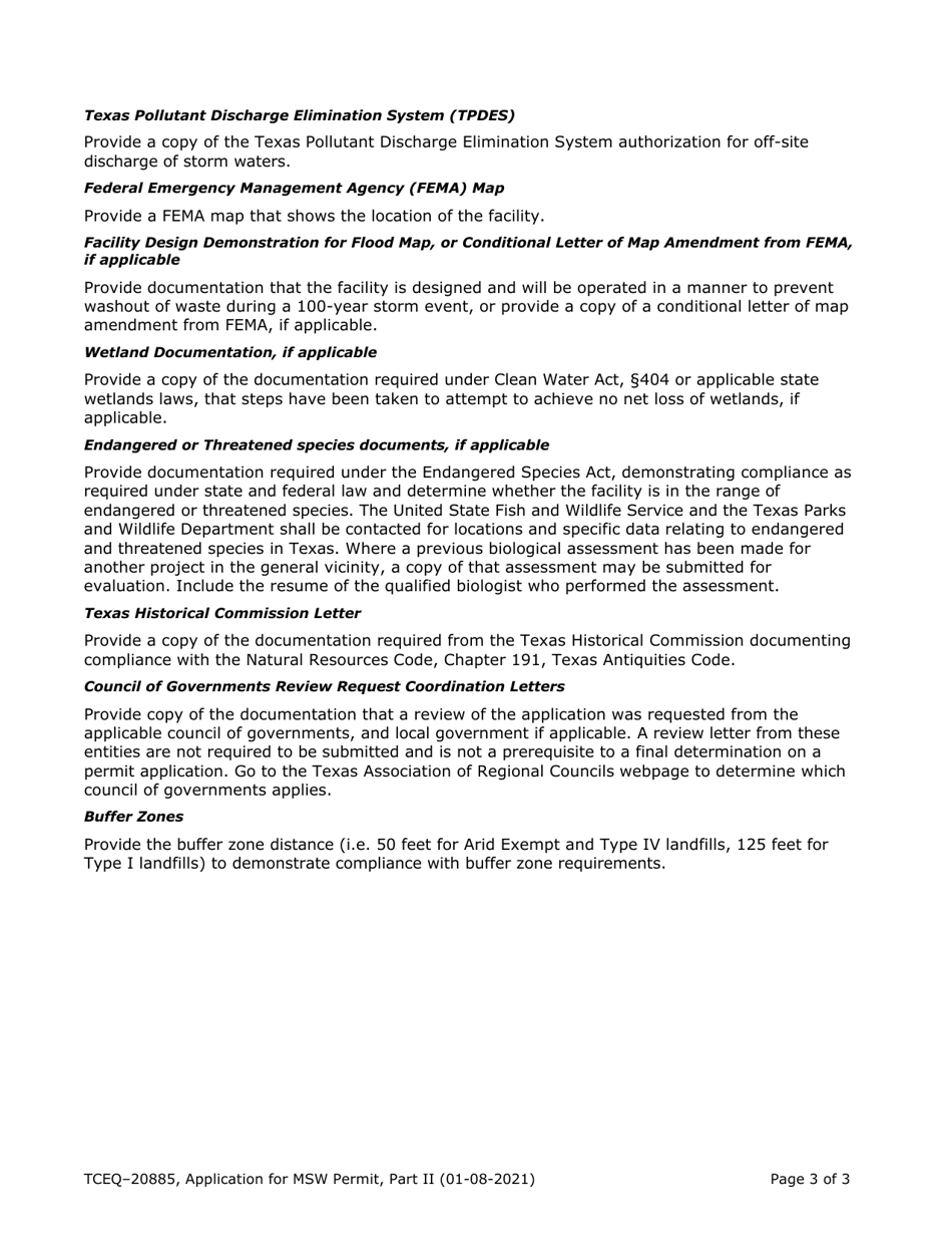 Form TCEQ-20885 Part II Application Form for New Permit or Permit Amendment for a Municipal Solid Waste Landfill Facility - Texas, Page 19