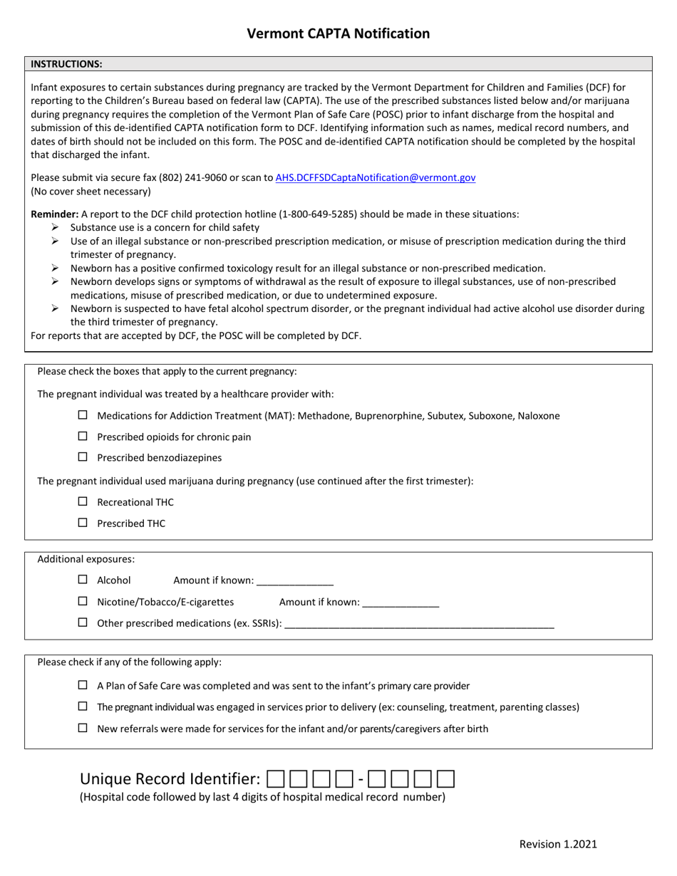 Vermont Capta Notification - Vermont, Page 1