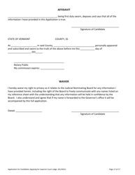 Application for Candidate for Superior Court Judge - Vermont, Page 17