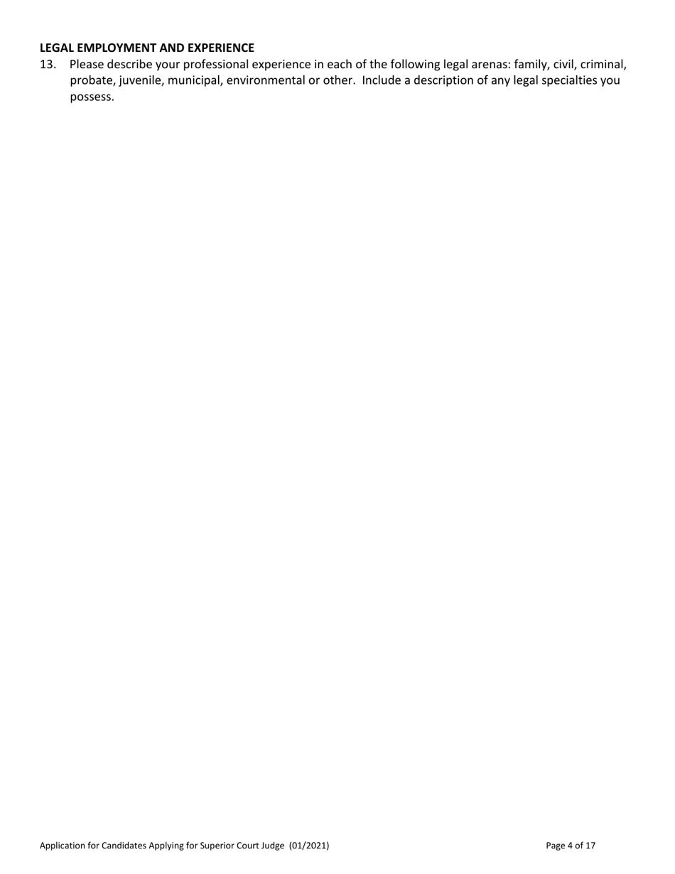 Application for Candidate for Superior Court Judge - Vermont, Page 4