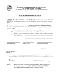 Document preview: Form BRT-008 Length Certification Affidavit - Virginia