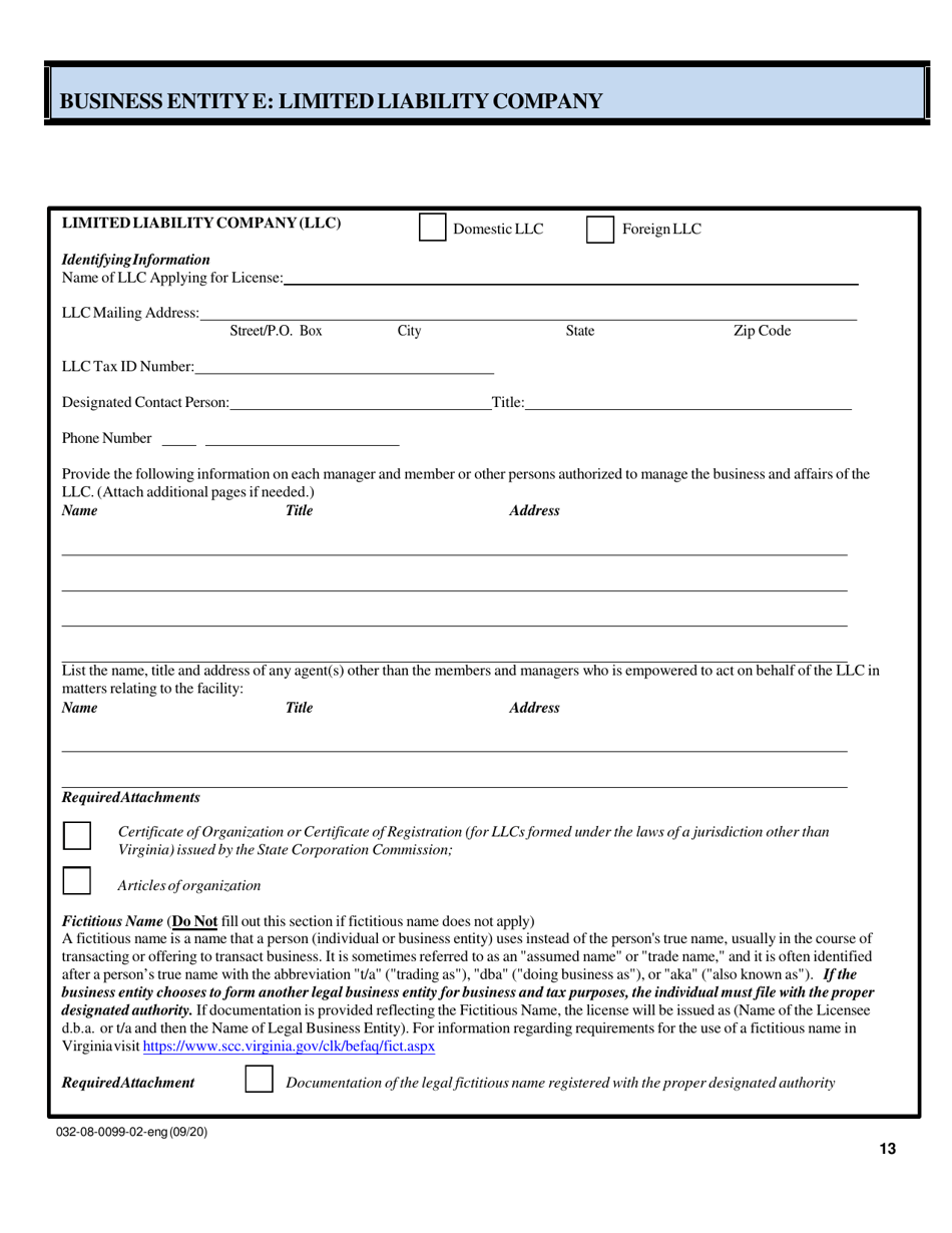 Form 032-08-0099-02-ENG Renewal Application for a License to Operate a Childrens Residential Facility (Crf) - Virginia, Page 13